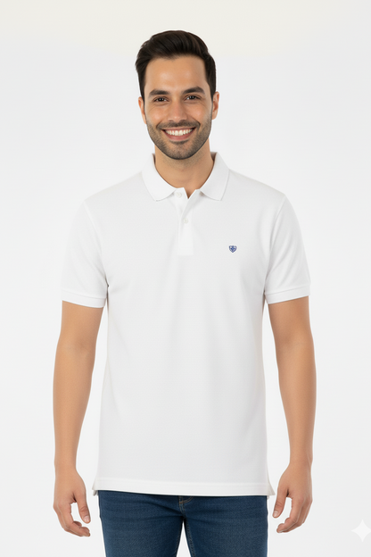 White Solid Collared Half Sleeve T-Shirt for Men | Stylish & Comfortable 428716