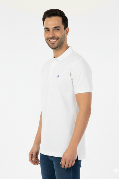 White Solid Collared Half Sleeve T-Shirt for Men | Stylish & Comfortable 428716