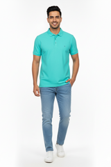 Cgreen Solid Collared Half Sleeve T-Shirt for Men | Stylish & Comfortable