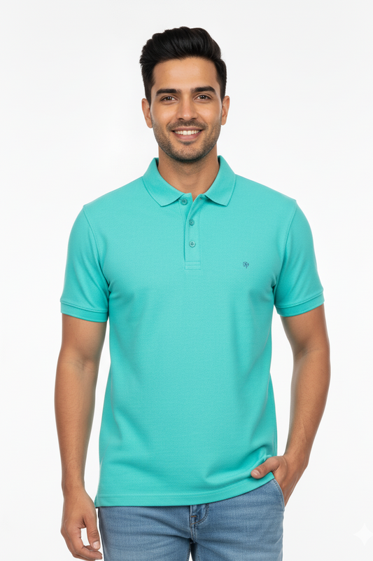 Cgreen Solid Collared Half Sleeve T-Shirt for Men | Stylish & Comfortable
