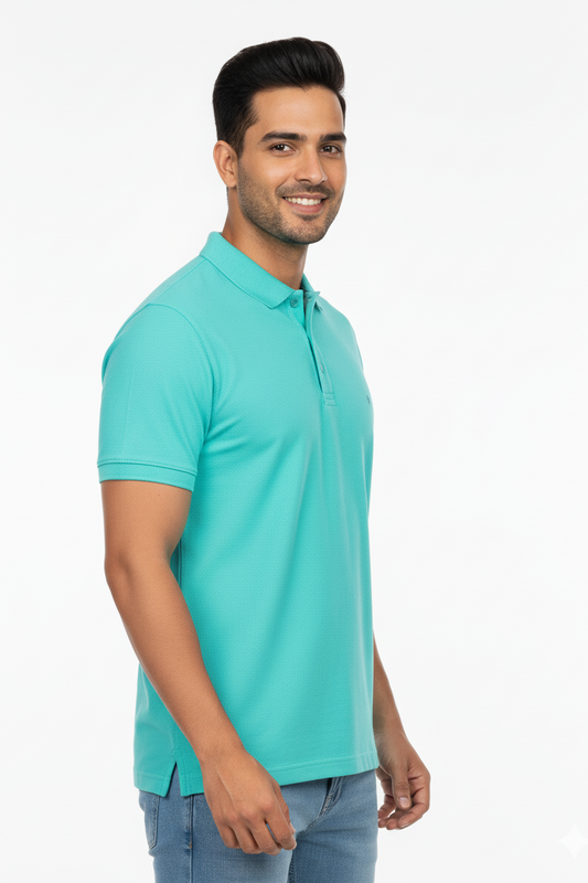 Cgreen Solid Collared Half Sleeve T-Shirt for Men | Stylish & Comfortable