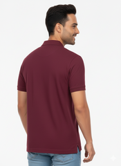 Wine Solid Collared Half Sleeve T-Shirt for Men | Stylish & Comfortable