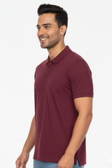 Wine Solid Collared Half Sleeve T-Shirt for Men | Stylish & Comfortable