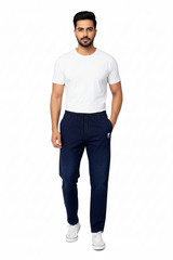 Stylish & Stretchable Denim Trackpant for Men – Dark Blue with Drawstring Waist