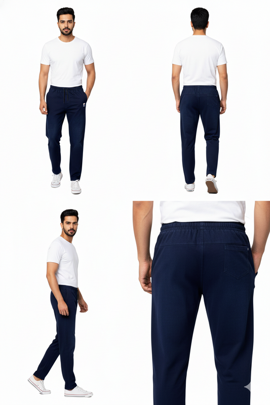 Stylish & Stretchable Denim Trackpant for Men – Dark Blue with Drawstring Waist