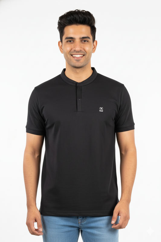 Black Half Sleeves T-Shirt for Men – Soft Sinker Fabric | Comfortable Daily Wear | CODE 15010