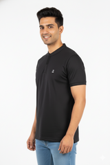 Black Half Sleeves T-Shirt for Men – Soft Sinker Fabric | Comfortable Daily Wear | CODE 15010