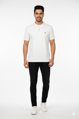White Half Sleeves T-Shirt for Men – Soft Sinker Fabric | Comfortable Daily Wear 15010