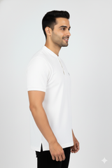 White Half Sleeves T-Shirt for Men – Soft Sinker Fabric | Comfortable Daily Wear 15010