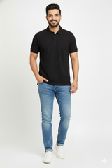 Black T-Shirt for Men – Half Sleeves | Sinker Fabric, Daily Wear