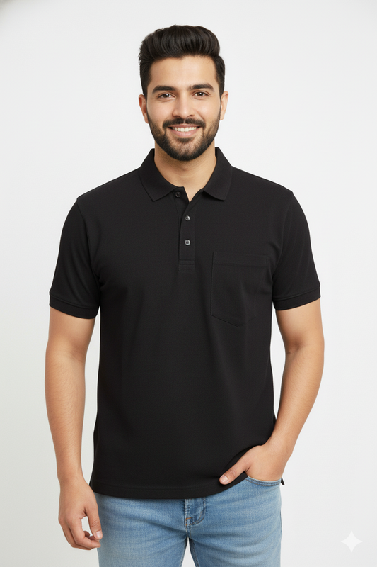 Black T-Shirt for Men – Half Sleeves | Sinker Fabric, Daily Wear
