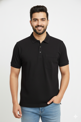 Black T-Shirt for Men – Half Sleeves | Sinker Fabric, Daily Wear
