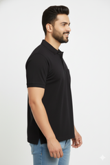 Black T-Shirt for Men – Half Sleeves | Sinker Fabric, Daily Wear