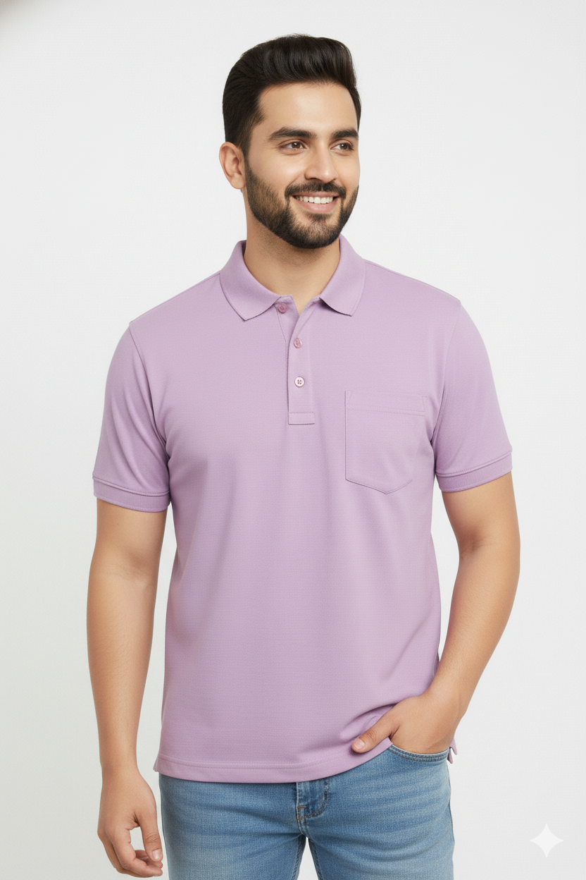 Lavender T-Shirt for Men – Half Sleeves | Sinker Fabric, Daily Wear 428716