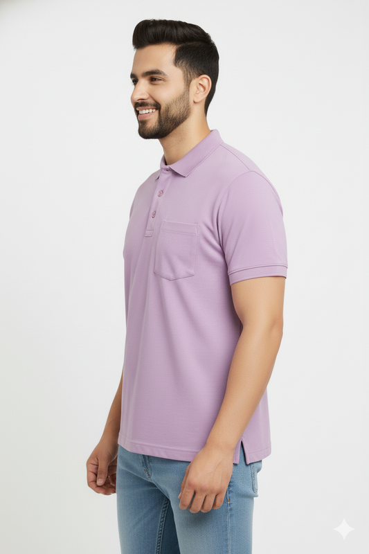 Lavender T-Shirt for Men – Half Sleeves | Sinker Fabric, Daily Wear