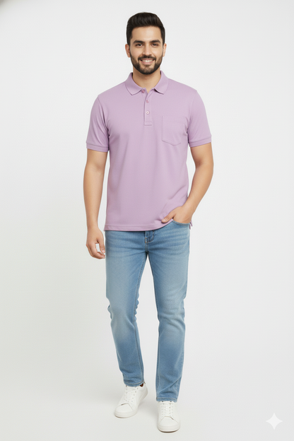 Lavender T-Shirt for Men – Half Sleeves | Sinker Fabric, Daily Wear 428716