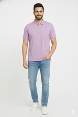 Lavender T-Shirt for Men – Half Sleeves | Sinker Fabric, Daily Wear