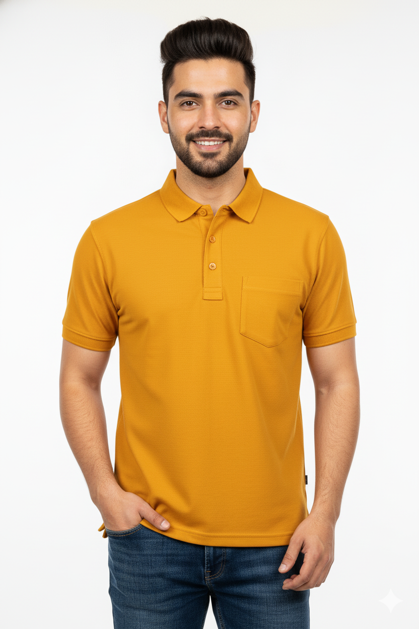Mustard T-Shirt for Men – Half Sleeves | Sinker Fabric, Daily Wear