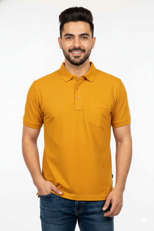 Mustard T-Shirt for Men – Half Sleeves | Sinker Fabric, Daily Wear