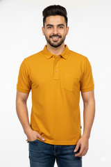 Mustard T-Shirt for Men – Half Sleeves | Sinker Fabric, Daily Wear
