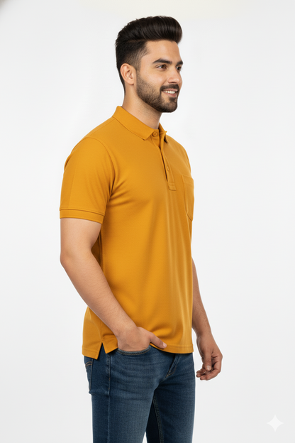 Mustard T-Shirt for Men – Half Sleeves | Sinker Fabric, Daily Wear 428716