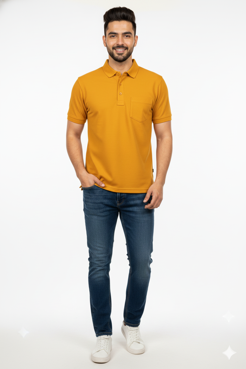 Mustard T-Shirt for Men – Half Sleeves | Sinker Fabric, Daily Wear 428716