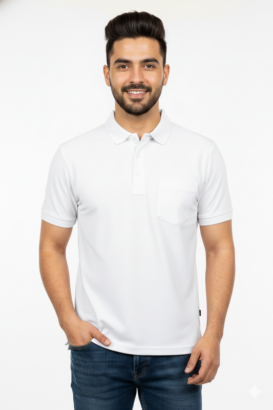 White T-Shirt for Men – Half Sleeves | Sinker Fabric, Daily Wear