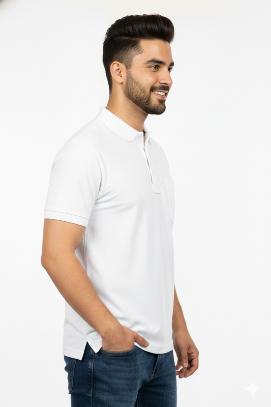 White T-Shirt for Men – Half Sleeves | Sinker Fabric, Daily Wear