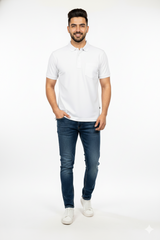 White T-Shirt for Men – Half Sleeves | Sinker Fabric, Daily Wear