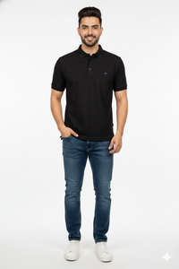 Black Solid Collared Half Sleeve T-Shirt for Men | Stylish & Comfortable 428716