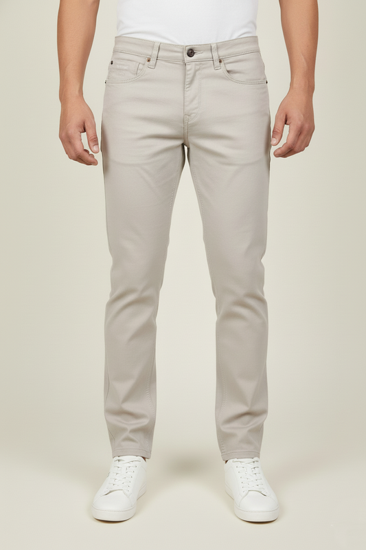 Men Cream Jeans - Comfortable Stretch Pant AT-JEANS 251184054