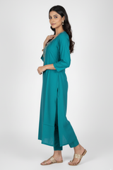 Rama Green Straight Cut Kurti for Women | Daily Wear 251140449