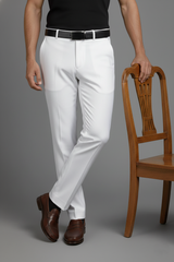 Men Slim Fit Formal White Colour Trousers for Smart & Casual 251078476