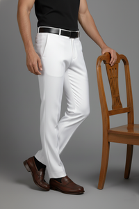 Men Slim Fit Formal White Colour Trousers for Smart & Casual 261116892