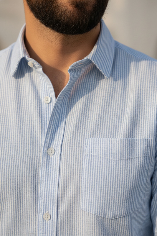 Striped Color Casual Shirts for Men | Skyblue