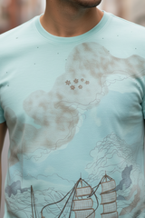 Men Printed Mint Green T-Shirt - Nautical Graphic |261040666