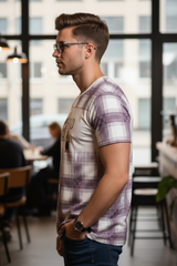 Men Printed T-Shirt - Lavender Plaid Casino Royal Graphic 261040687