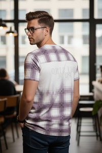 Men Printed T-Shirt - Lavender Plaid Casino Royal Graphic 261040687