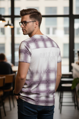 Men Printed T-Shirt - Lavender Plaid Casino Royal Graphic 261040687