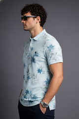 Men Print Polo - Firozi Summer Vacation T-Shirt 261040618