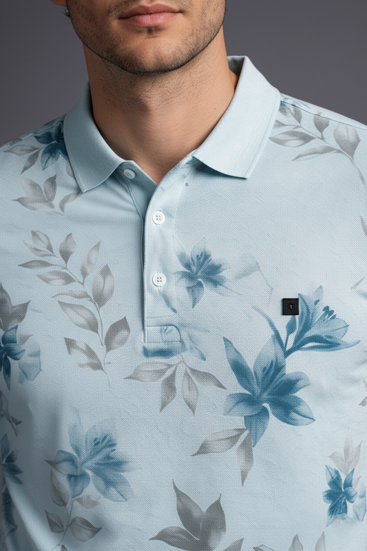 Men Print Polo - Firozi Summer Vacation T-Shirt 261040618