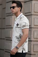 Men Casual White Floral Polo T-Shirt - Be Confident Graphic Knit 261040645