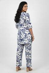 Ladies NBlue & White Floral Print Co-ord Set-CR-251227690