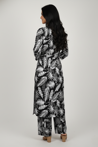 Women Black & White Tropical Print Kurta Set 251228643