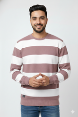 Men Onion-White Striped Crew neck T-Shirt 251124134