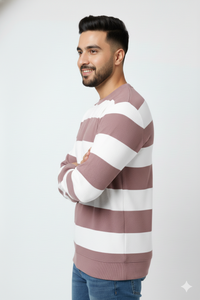Men Onion-White Striped Crew neck T-Shirt 251124134