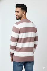 Men Onion-White Striped Crew neck T-Shirt 251124134