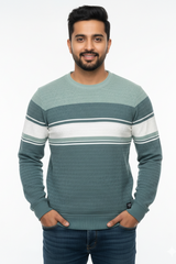 Men Pista-White Striped Crew neck T-Shirt | Textured 251200372