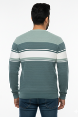 Men Pista-White Striped Crew neck T-Shirt | Textured 251200372