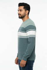 Men Pista-White Striped Crew neck T-Shirt | Textured 251200372